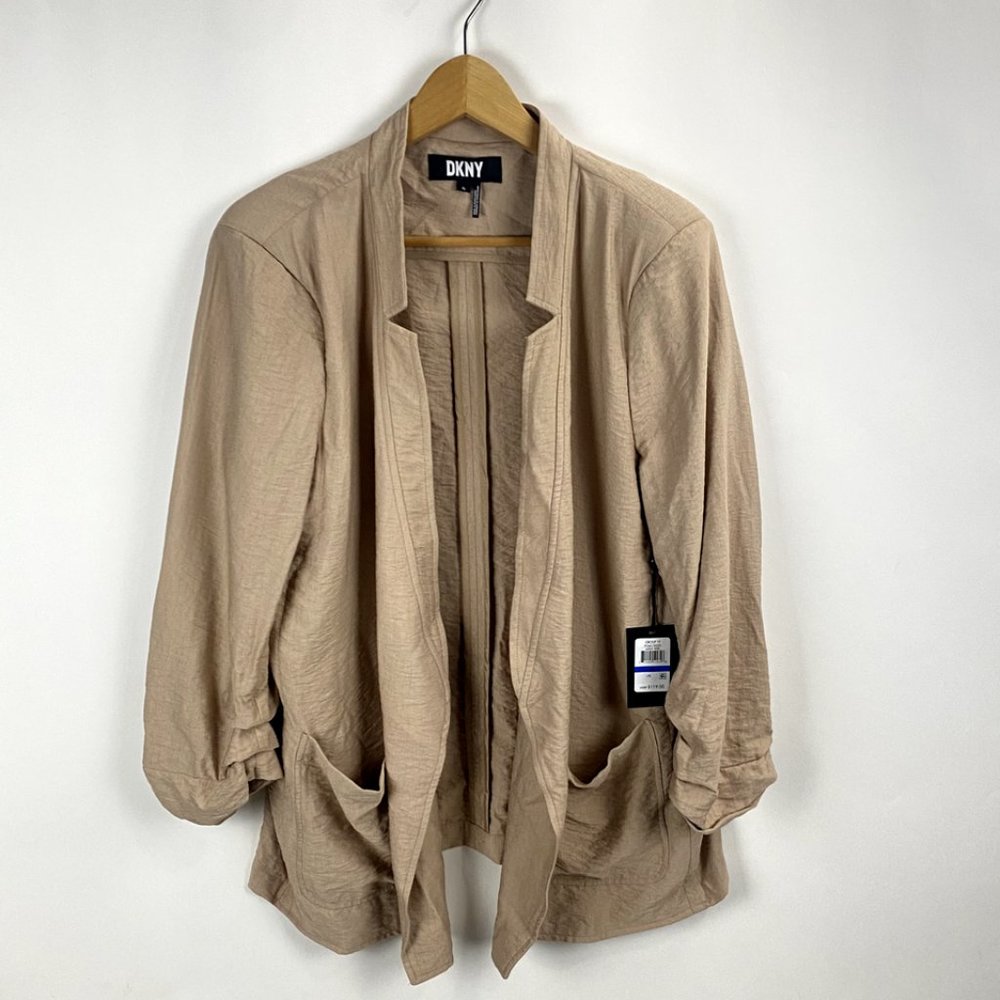 NWT DKNY Notched Ruched-Sleeve Blazer